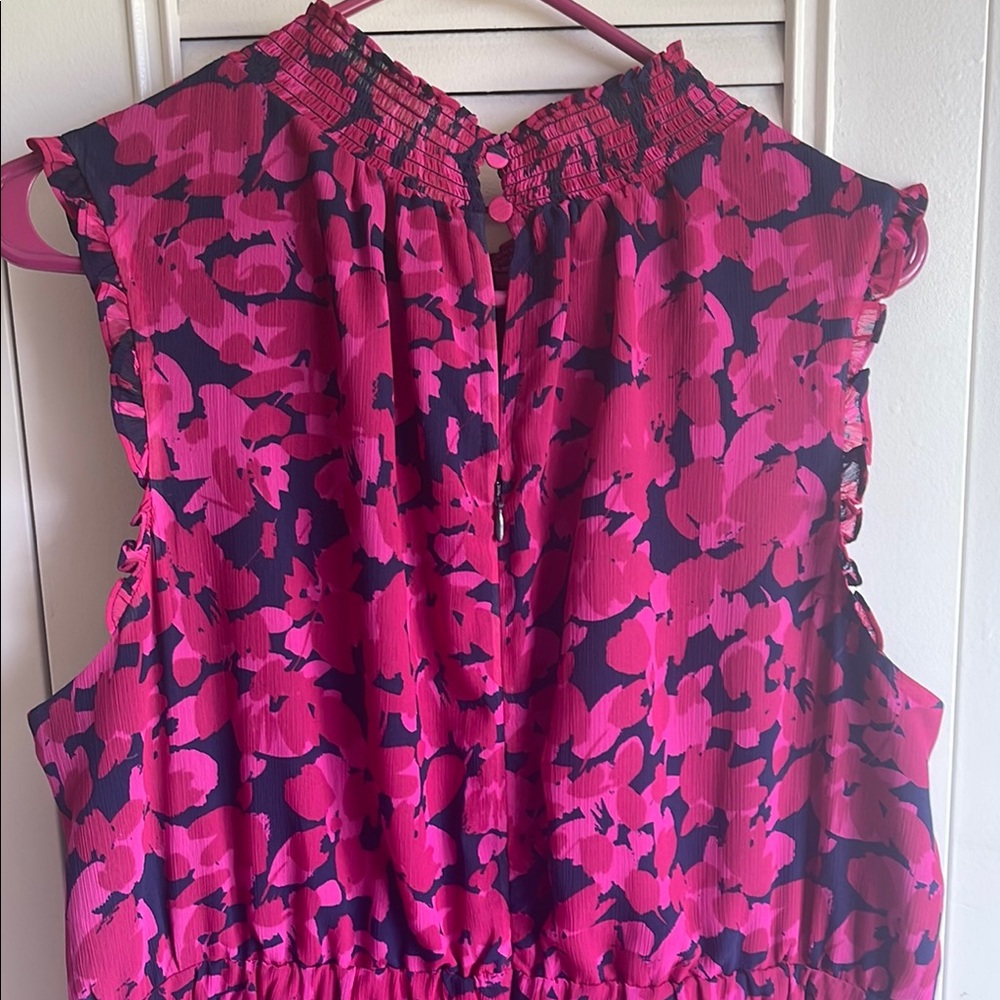 NWT! J. Crew Factory Navy & Pink Floral Dress, Sz 16 - Picture 5 of 6
